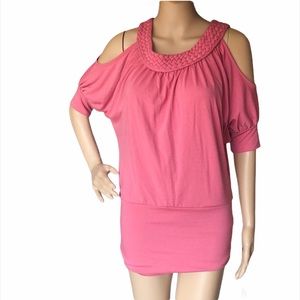 American Rag pink cold shoulder top size small
